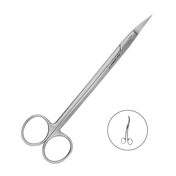 Ножницы хирургические двойной изгиб, зубчатая поверхность, DEAN, 175 мм