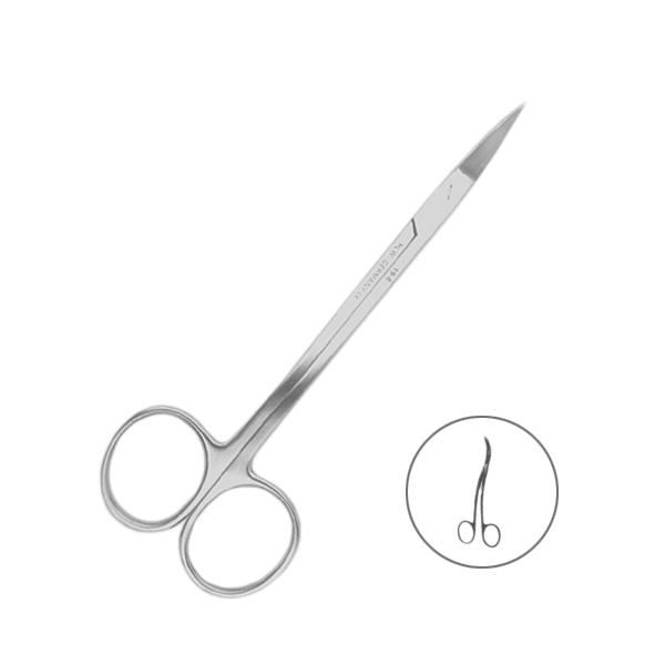 Ножницы хирургические двойной изгиб, зубчатая поверность, La Grange, 135 мм